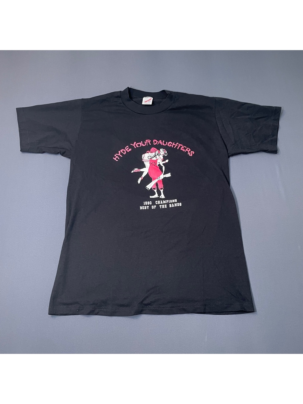 Jerzees Hyde Your Daughters 1990 Champions Graphic T-Shirt Black Size L